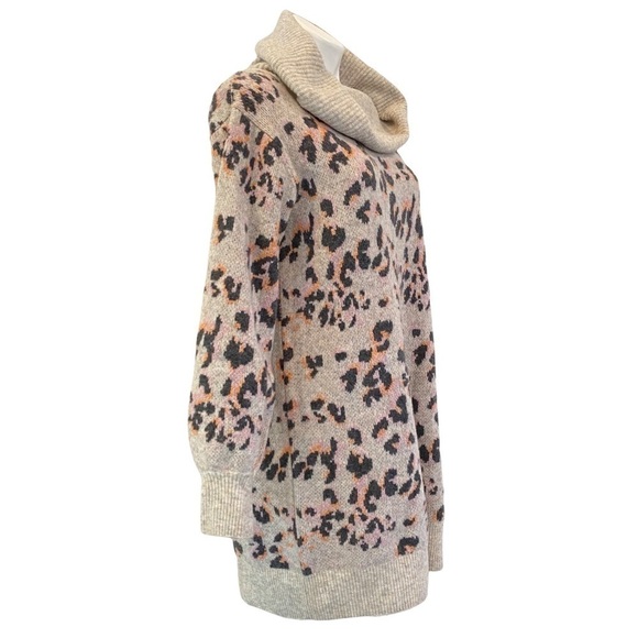 ANTHROPOLOGIE Emmy Cowl Neck Wool Blend Leopard Print Tunic Size M NEW - Picture 4 of 10